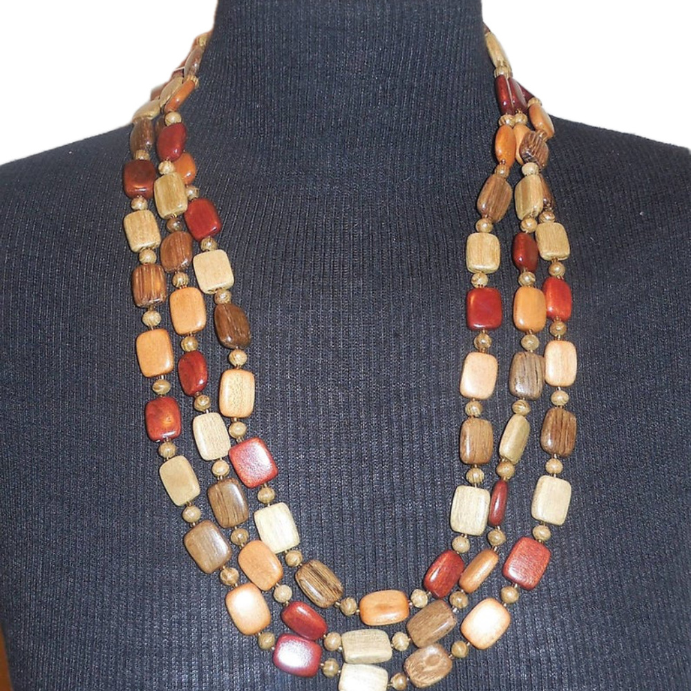 Necklace Wooden Beaded 80" NEW Long Summer Jewelry